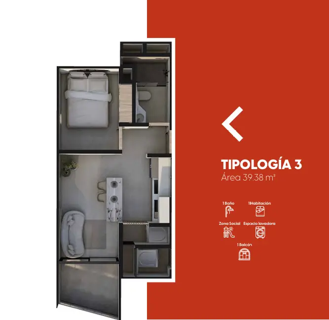 Plano de distribución arquitectónica Tipología 3 - Torre 11