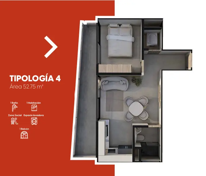 Plano de distribución arquitectónica Tipología 4 - Torre 11